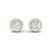3Ct Round Cut Moissanite Halo Stud Earrings 14K Gold Plated Push Back