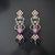 chandelier-style drop Earrings in Silver with CZ and amethyst gemstones alone with enamelling
