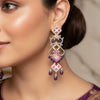chandelier-style drop Earrings in Silver with CZ and amethyst gemstones alone with enamelling