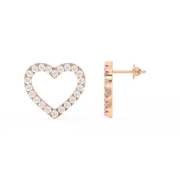 1/2 Ct Round Cut Moissanite Heart Stud Earrings in 14K Gold Plated