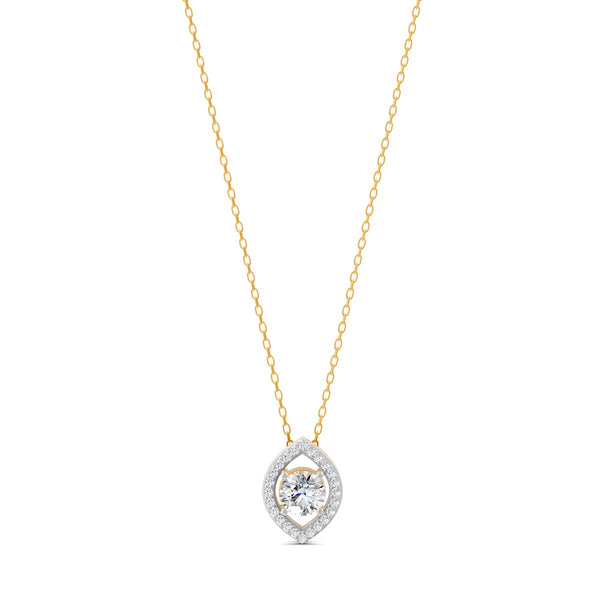 0.56 Ct Round Cut Moissanite Women's Cluster Necklace Pendant 14K Gold Plated