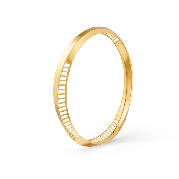 Elegant Gold Bangle with Sleek Cutout Design 14K Gold Plated