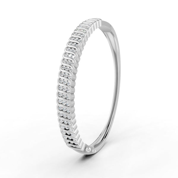 1.90 Ct Round Cut Natural Moissanite Women's Bangle Bracelets 14K Gold Plated