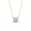 0.30 Ct Round Cut Moissanite Women's Halo Necklace Pendant 14K Gold Plated
