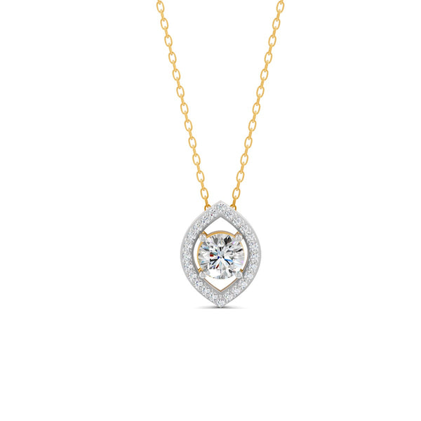 0.56 Ct Round Cut Moissanite Women's Cluster Necklace Pendant 14K Gold Plated