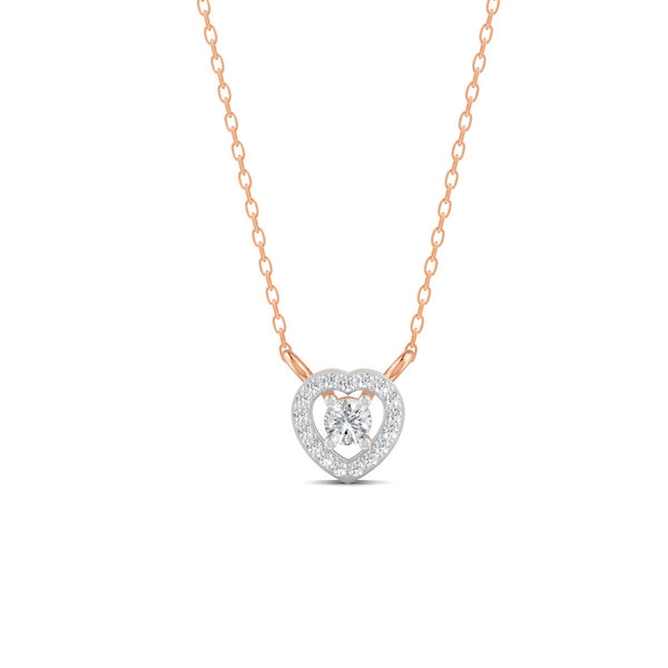 0.17 Ct Round Cut Moissanite Women's Heart Necklace Pendant 14K Gold Plated