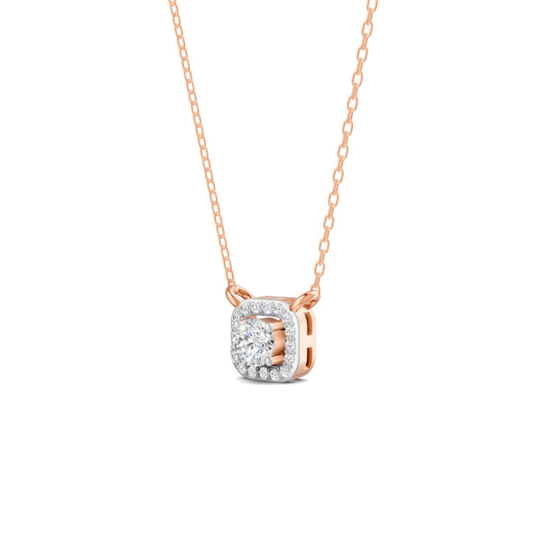 0.30 Ct Round Cut Moissanite Women's Halo Necklace Pendant 14K Gold Plated