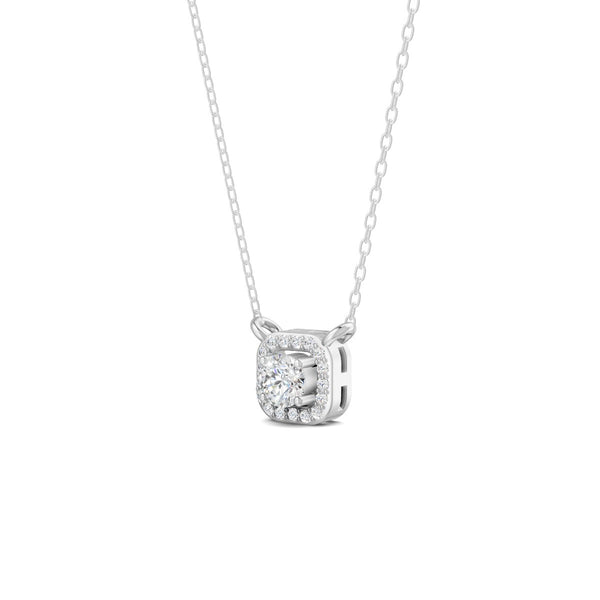 0.30 Ct Round Cut Moissanite Women's Halo Necklace Pendant 14K Gold Plated