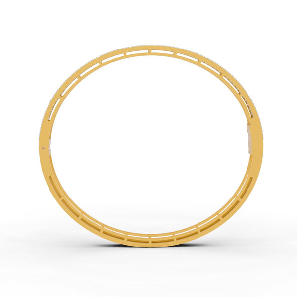 3.79 Ct Baguette & Round Natural Moissanite Women's Bangle Bracelet 14K Gold Plated