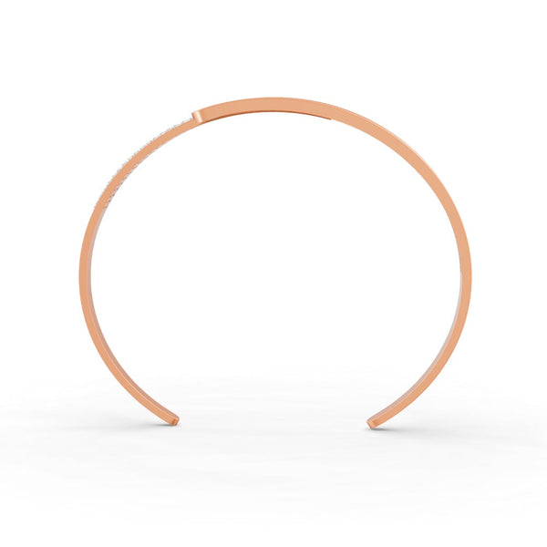 0.85 Ct Round Cut Natural Moissanite Women Cuff Bangle Bracelets 14K Gold Plated