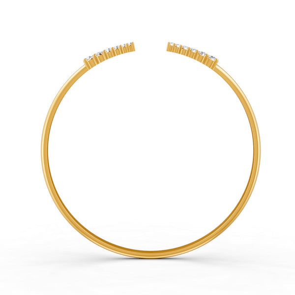 0.15 Ct Round Cut Natural Moissanite Women's Bangle Bracelets 14K Gold Plated