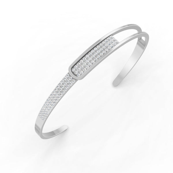 0.85 Ct Round Cut Natural Moissanite Women Cuff Bangle Bracelets 14K Gold Plated