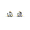 Round Cut Real Moissanite 3 Prong Solitaire Stud Earrings 14K Gold Plated