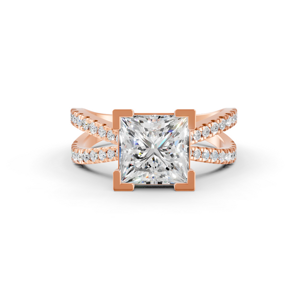 3Ct Princess Cut Moissanite Women Engagement Ring 14K Gold Plated