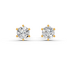 Round Cut Real Moissanite 6 Prong Solitaire Stud Earrings 14K Gold Plated