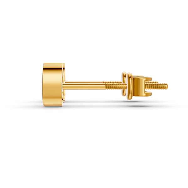 Pear Cut Real Moissanite Bezel Set Solitaire Stud Earrings Screw Back 14K Gold Plated