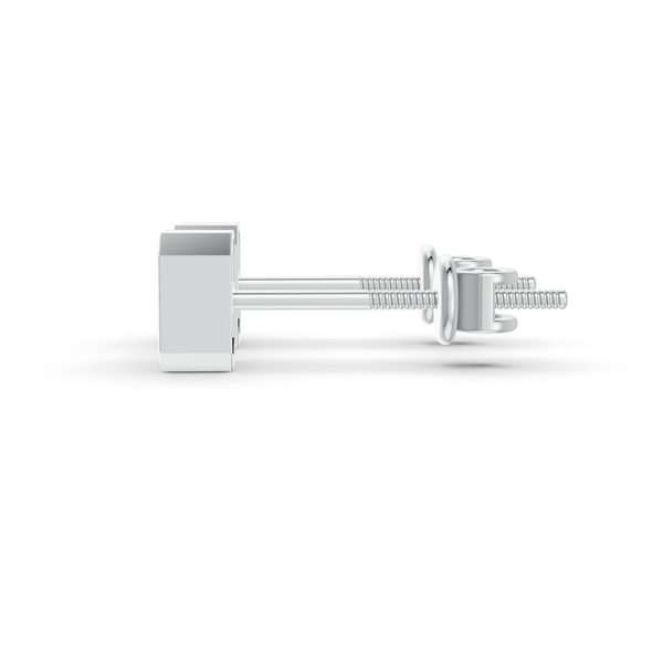 Emerald Cut Real Moissanite Bezel Set Solitaire Stud Earrings Screw Back 14K Gold Plated