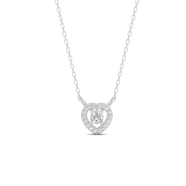 0.17 Ct Round Cut Moissanite Women's Heart Necklace Pendant 14K Gold Plated