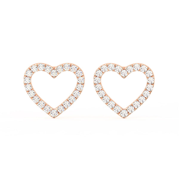 1/2 Ct Round Cut Moissanite Heart Stud Earrings in 14K Gold Plated