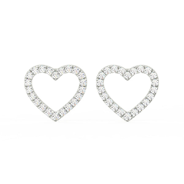 1/2 Ct Round Cut Moissanite Heart Stud Earrings in 14K Gold Plated