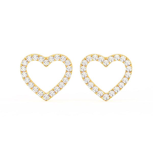 1/2 Ct Round Cut Moissanite Heart Stud Earrings in 14K Gold Plated