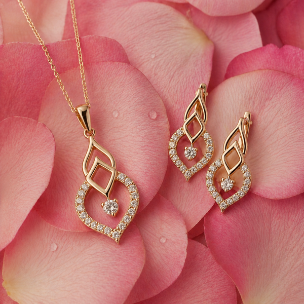 Rosé Heart Drop Pendant Set