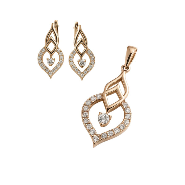 Rosé Heart Drop Pendant Set