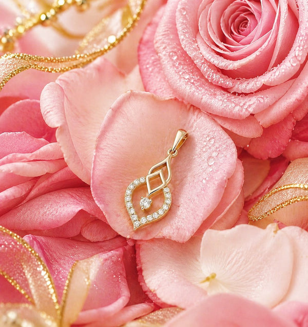 Elegant Heart Diamond Pendant in 92.5 Rose Gold