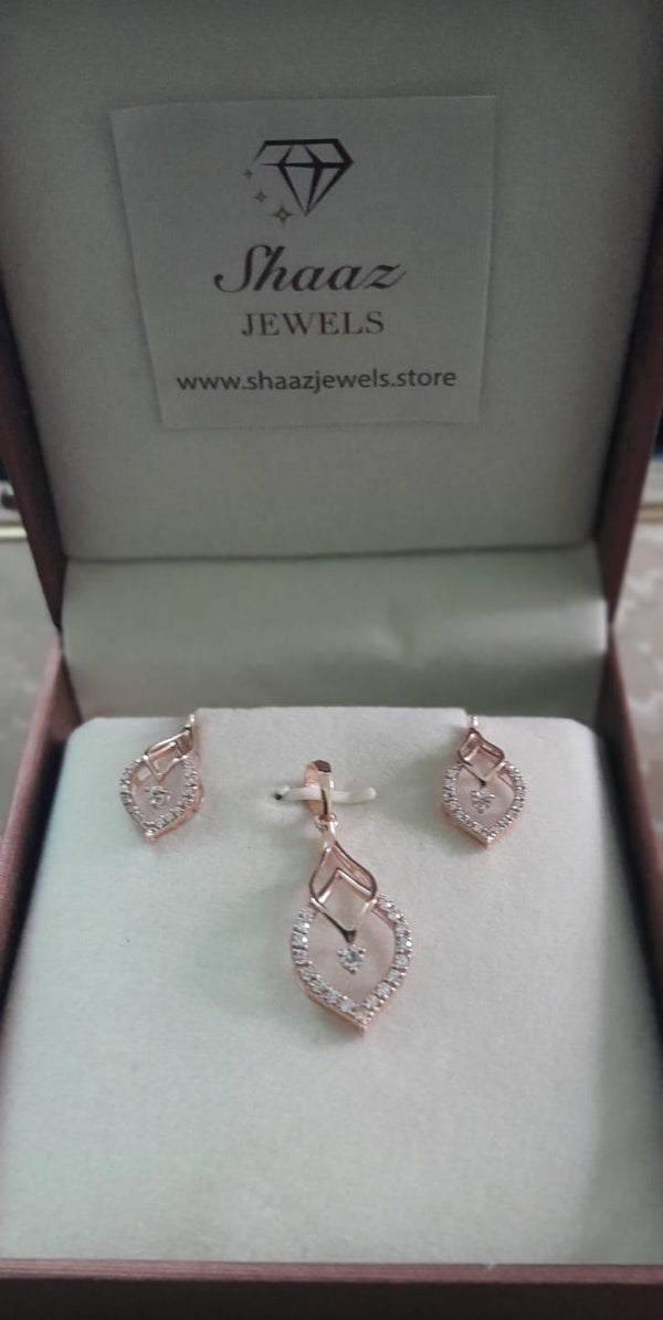 Rosé Heart Drop Pendant Set