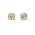 Cushion Cut Real Moissanite Bezel Set Solitaire Stud Earrings Screw Back 14K Gold Plated