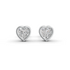 Heart Cut Real Moissanite Bezel Set Solitaire Stud Earrings Screw Back 14K Gold Plated
