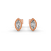 Marquise Cut Real Moissanite Bezel Set Solitaire Stud Earrings Screw Back 14K Gold Plated