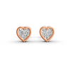 Heart Cut Real Moissanite Bezel Set Solitaire Stud Earrings Screw Back 14K Gold Plated