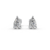 Pear Cut Real Moissanite 3 Prong Solitaire Stud Earrings Screw Back 14K Gold Plated