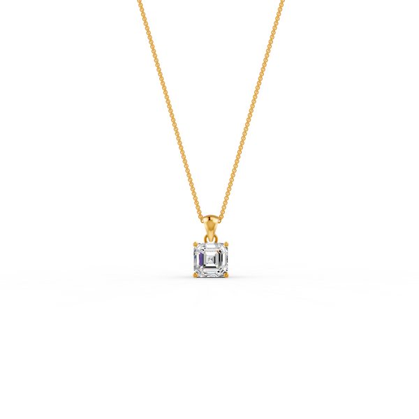 Asscher Cut Moissanite Solitaire Pendant in 14K Gold Plated