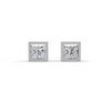 Princess Cut Real Moissanite Bezel Set Solitaire Stud Earrings Screw Back 14K Gold Plated