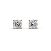 Cushion Cut Real Moissanite 4 Prong Solitaire Stud Earrings Screw Back 14K Gold Plated