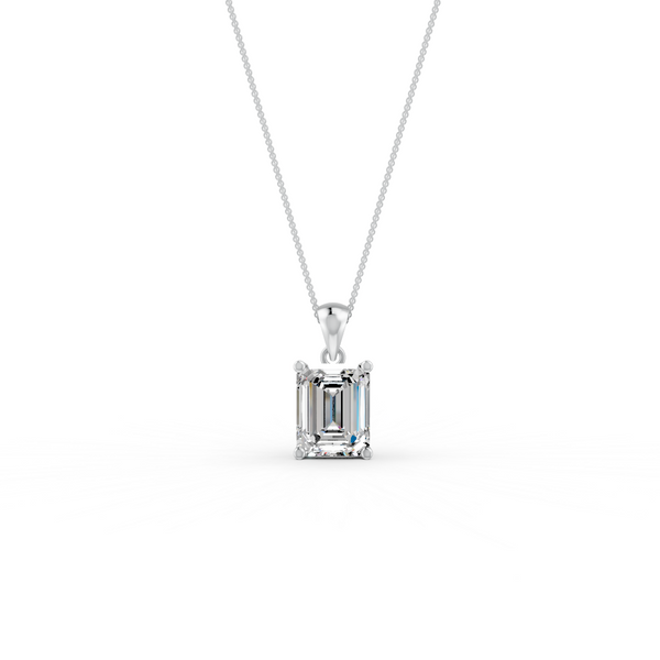 Emerald Cut Moissanite Solitaire Pendant 14K Gold Plated