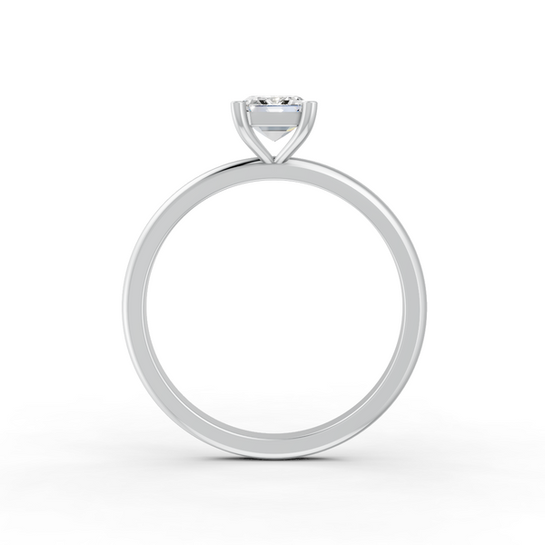 Emerald Cut Real Moissanite 4 Prong Solitaire Ring 14K Gold Plated