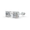 Cushion Cut Real Moissanite 4 Prong Solitaire Stud Earrings Screw Back 14K Gold Plated