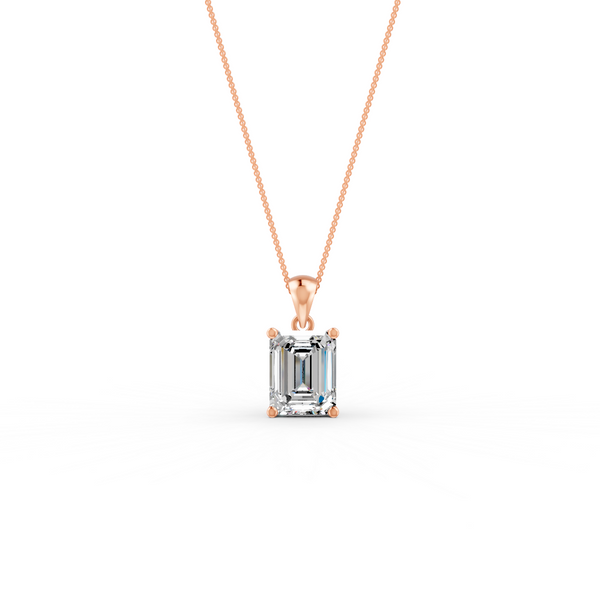 Emerald Cut Moissanite Solitaire Pendant 14K Gold Plated