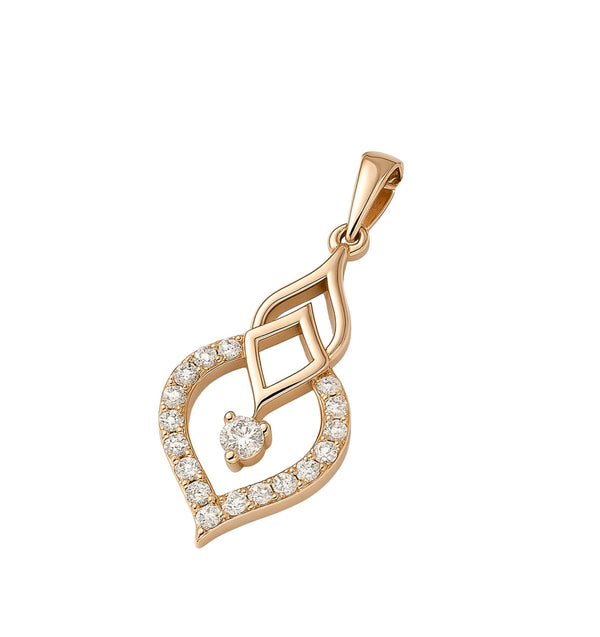 Elegant Heart Diamond Pendant in 92.5 Rose Gold