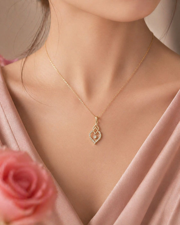 Elegant Heart Diamond Pendant in 92.5 Rose Gold